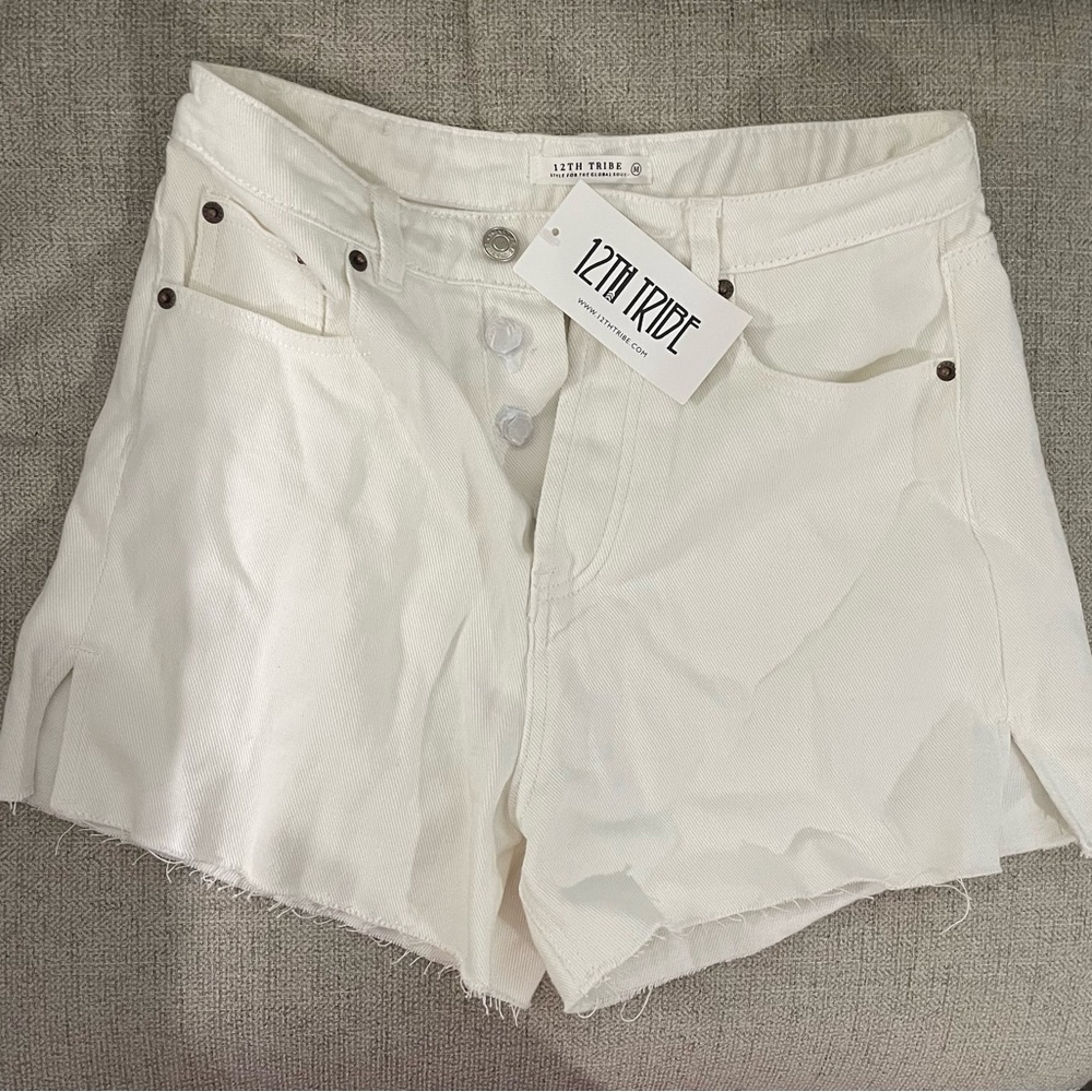 12th Tribe White Jeans Shorts